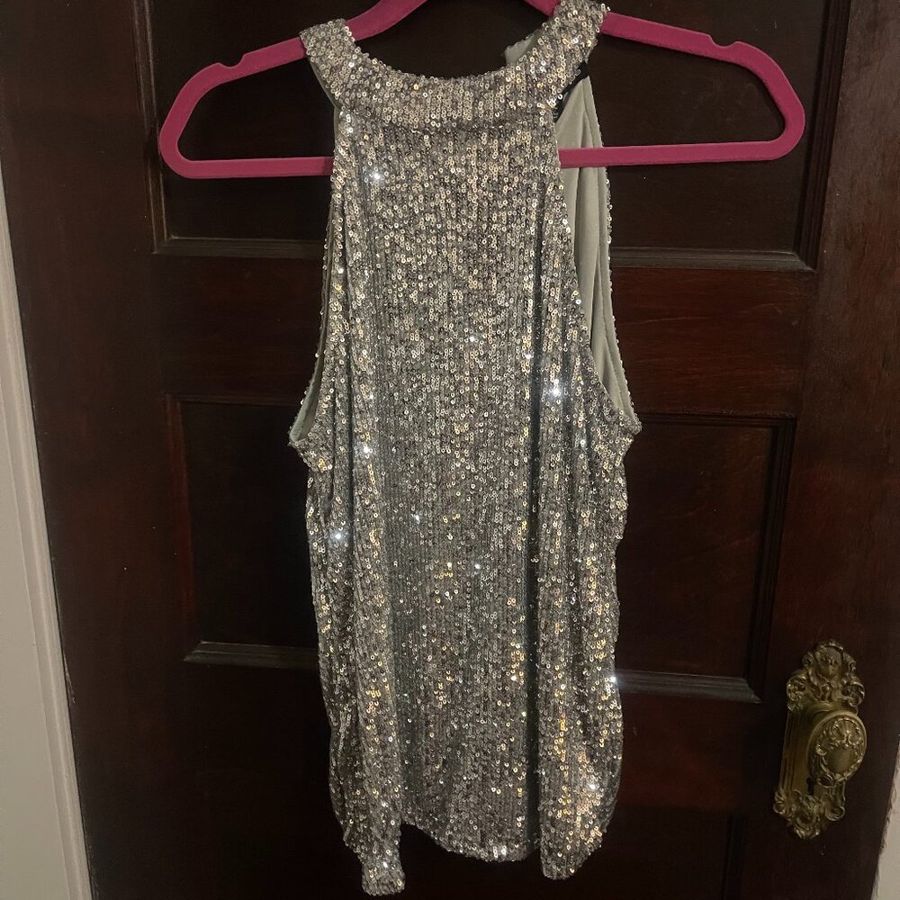 NWT - Silver Sequin Halter Top - Disco - Size Small